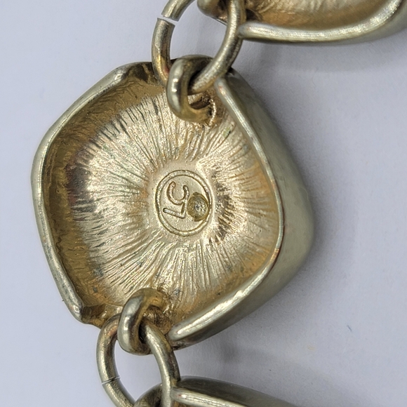 Liz Claiborne Gold Tone Square Link Brutalist Modernist Classic Bracelet Vtg 7" - Picture 9 of 10